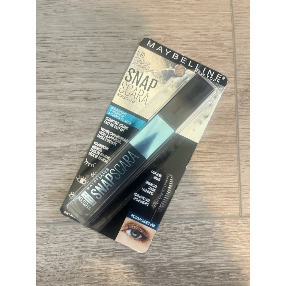 BUNDLE OF 3 Maybelline Pitch Black #340 New York Snapscara Waterproof Mascara
